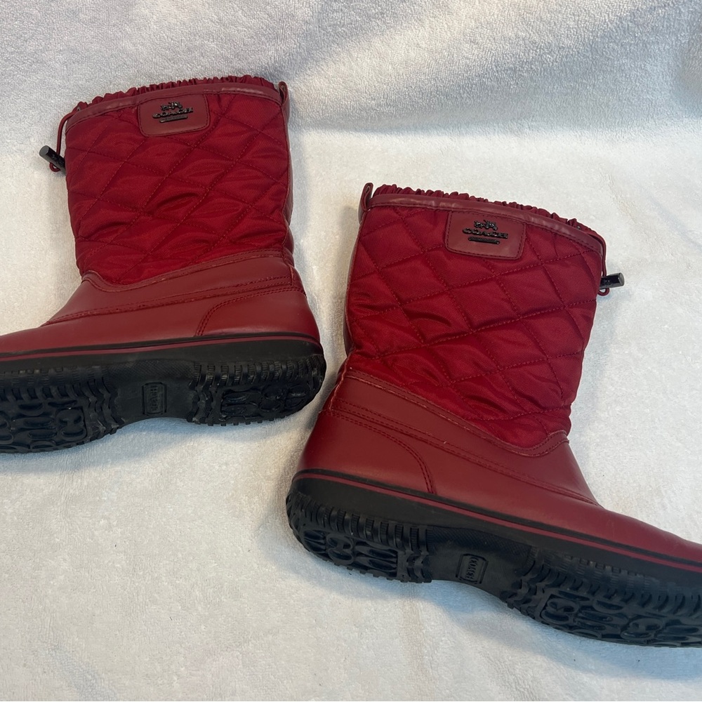 Coach Red Quilted Boots - Picture 4 of 7